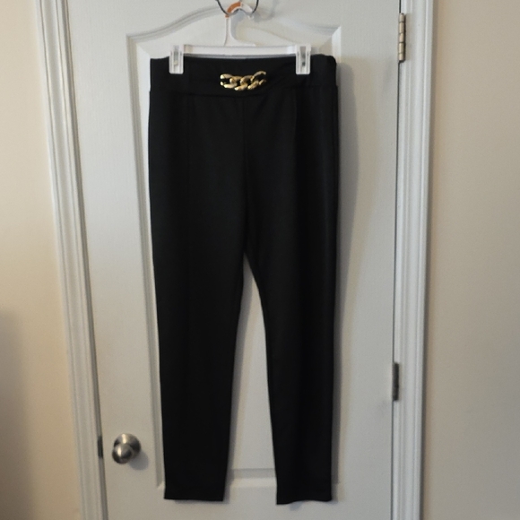 Shein Pants - SHEIN ELEGANT BLACK PANTS WITH GOLD ACCENT